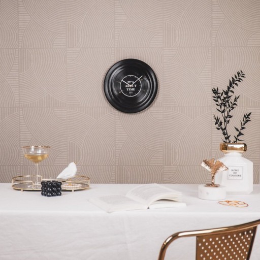 Wall Clock - LP 'About Time' - Polystyrene - Black- 29x4x29