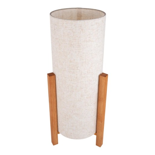 Tischleuchte "MATILDA" klassische Tischlampe mit natürlicher Ausstrahlung durch Holz und Stoffschirm, E27 Fassung, 52 cm hoch