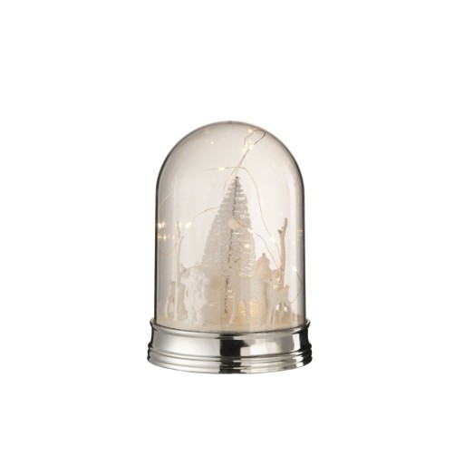 J-Line decoratie Stolp Kerst - kunststof - wit - large - LED lichtjes