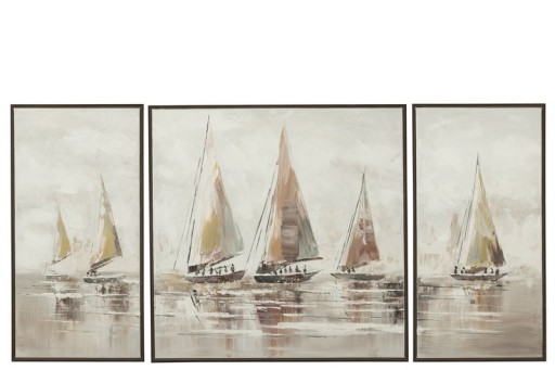 J-Line Set of Three Paintings Hog Acrylic Paint/Canvas Mix