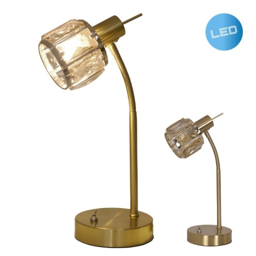 LED table lamp "Josefa", table lamp made of gold and glass in gold, with E14 socket, for dining room, living room, hallway or office, for living room, dining room or as a bedside lamp, 34.5 x 17.5 cm
