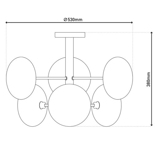 Deckenleuchte "ORION" smoky, Ø ca. 53 cm, aus chromfarbenem, rostfreiem Stahl und Rauchglas, G9-Sockel, Beleuchtung für Wohnzimmer, Esszimmer oder Büro.