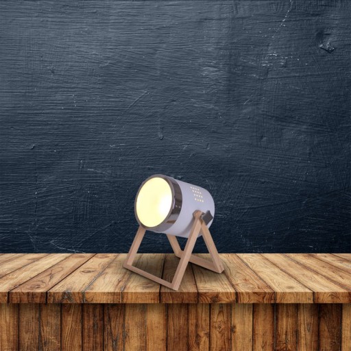 Table lamp "Tim" made of white metal and satined plastic, with E27 socket, table lamp for inside, 28 cm high