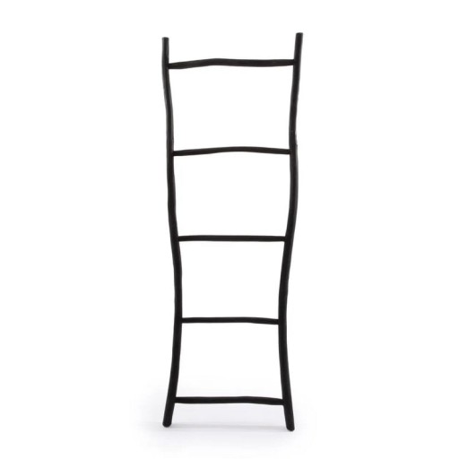 Tulum Leiter | Schwarz 165 cm | Teakholz - Boho-Dekoration