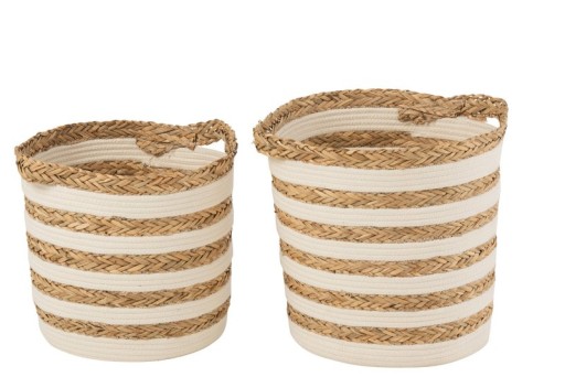 J-Line Baskets Striped - grass/cotton - natural/white