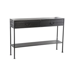 Ray Black Wooden Sidetable Metal Frame 2 Drawer