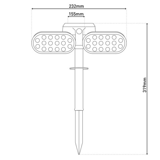 LED solar spotlights "Paco" for the outdoor area with a permanently built-in LED, solar and spit made of plastic in black, height 31.9 cm
