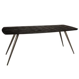 Fieron Eettafel | Zwart Acaciahout | Ovaal – 240 cm | Geruit Visgraat Design - Product afbeelding