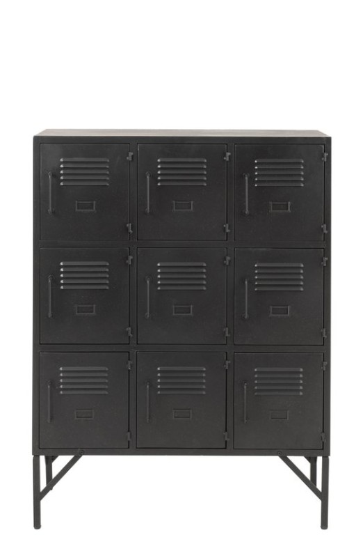 J-Line Cabinet 9 Doors Metal Black