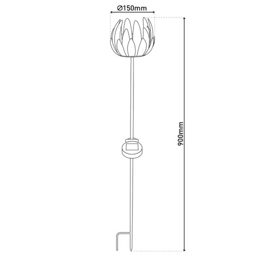 LED solar skewer "flower", for outside, metal and plastic earth skewer in copper, with integrated LED