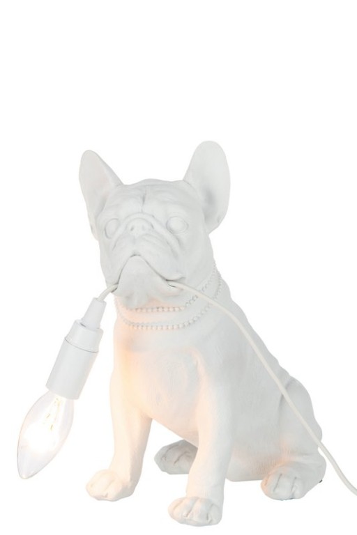 J-Line lamp Bulldog - polyresin - wit