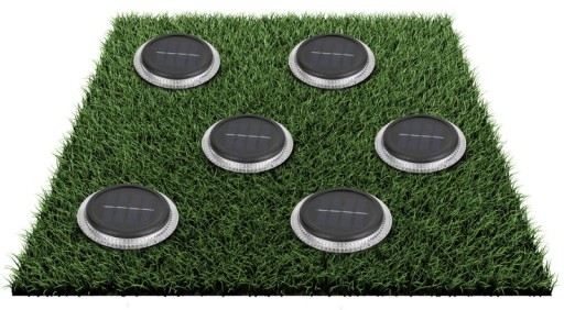 6 Set Solar-Boden-Sprießleucht Ø approx. 11.2 cm, black plastic, twilight sensor, for entrance, terrace and paths