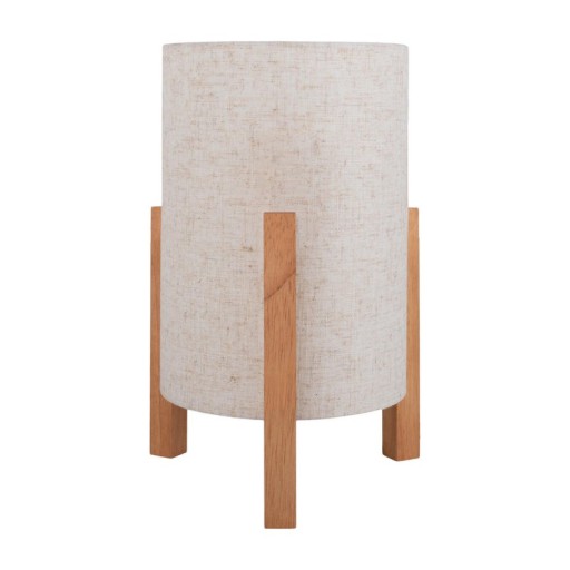 Tischleuchte "MATILDA" klassische Tischlampe mit natürlicher Ausstrahlung durch Holz und Stoffschirm, E27 Fassung, 32 cm hoch