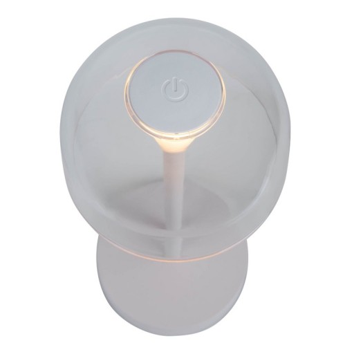 2 Set LED battery table light "Gomba" for outside and inside, made of metal and plastic in white, 18.5 cm high