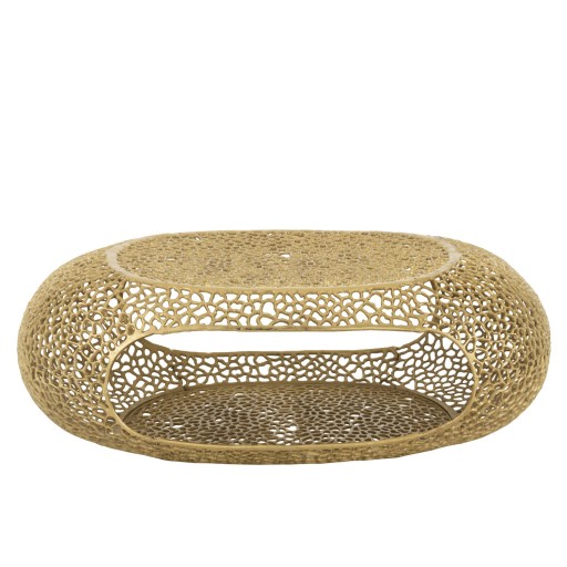 J-Line Salon Table Ovaal aluminium goud bevlekte groot