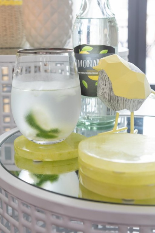 J-Line Alabaster coaster - stone - yellow - 6x