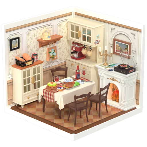 DIY Huisje Super Creator Warm Dinning Room, Robotime, DW015B, 16,3x16,3x15,2cm