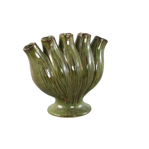 Gylian Green Tubes Shaped Ceramic Vaas | L – 17×30×33 cm - Product afbeelding