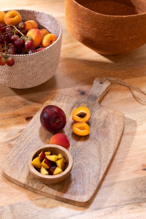 J-Line Mango cutting board + bowl - wood - natural - S