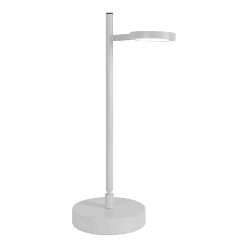 LED cordless table light "Lupa", 45 cm high, made of lacquered aluminum (white) and white plastic, LED integrated, dimmable, touch sensor.