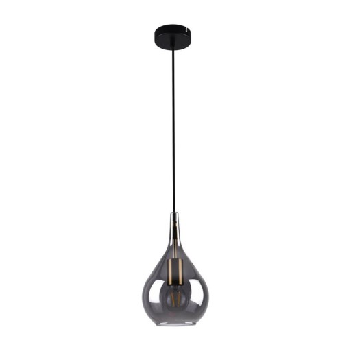 Pendant lamp "Gota", retro classic pendant lamp made of black smoke glass Ø 20 cm, with E27 versions, 150 high, ideal for dining room, living room and kitchen.