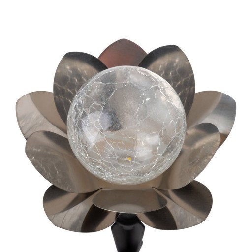 Solar-deco-earthspieß 3 Set "Lule" Ø approx. 10 cm, approx. 20 cm high, stainless steel, glass with a crackle effect