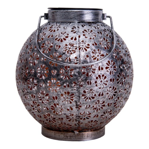 2 Set LED decoration solar light Ø 18 cm outside decoration made of metal in silver with integrated LEDs