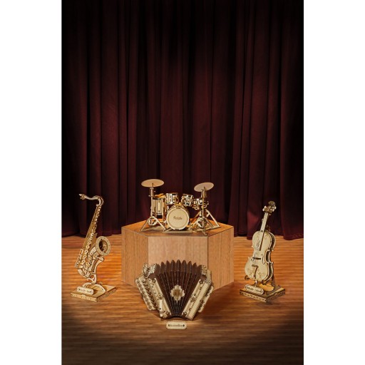Robotime, 3D Houten Puzzel Muziekinstrument Drumstel, TG409, 19x13,5x11cm