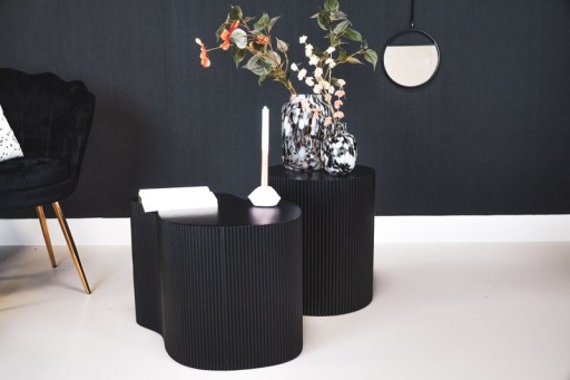 Side Table - Cylinder- MDF - Black - 39x45cm