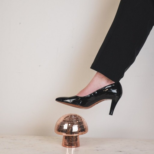 Ornament - Disco -Mushroom -Glass - Rose Gold- 14x14x14cm