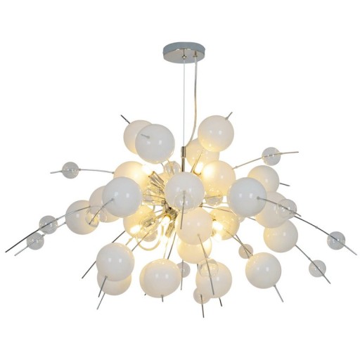 Pendant lamp "explosion" white, made of metal and glass, G9 versions, hanging lamp for dining room, living room, hall or office, Øca. 98 cm