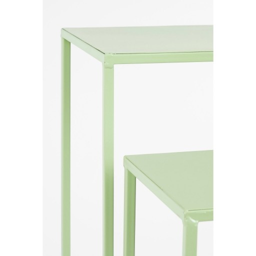 Quinty Bijzettafel - Set van 3 - L30 x B30 x H70 cm - IJzer - Lichtgroen