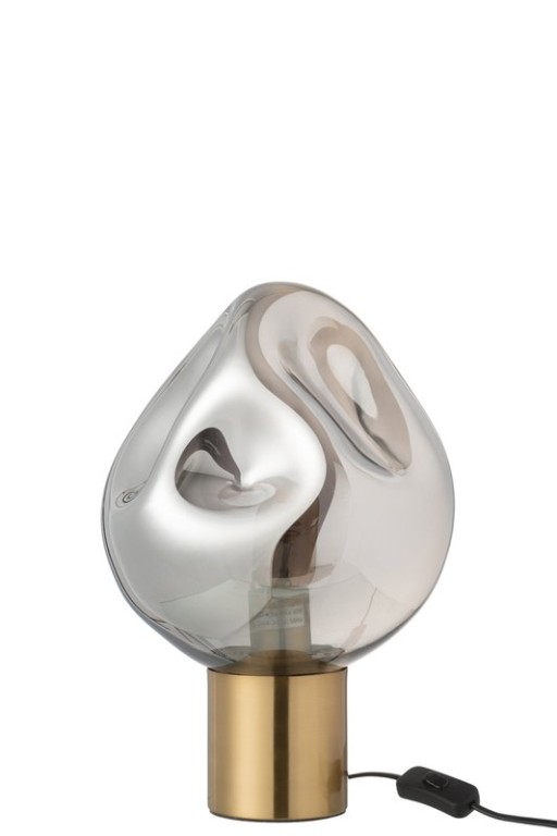 J-Line Lamp Gold Metal/Glass Gray