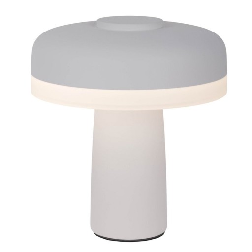 Cordless table light "Pilu", 16.5 cm high, above Ø of 15 cm, metal in white, white plastic, integrated LEDs, 280 lumens, dimmable by touch sensor, warm white