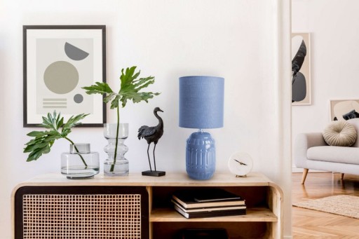 Ceramic table lamp "Erida", table lamp made of ceramic, light blue, with E14 socket, for dining room, living room, hallway or office, table lights inside