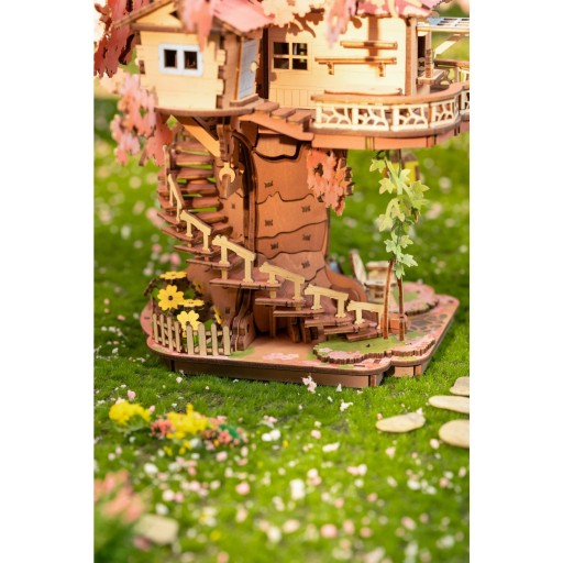 Robotime, DIY 3D Houten Modelbouwpakket, Sakura Boomhut, TGS04, 30 x 24,1x 30,7cm