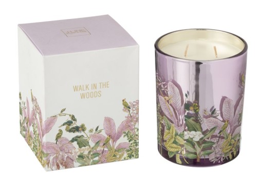 J-Line Scented Candle Walk In The Woods Wax Pink Large-55 Hours