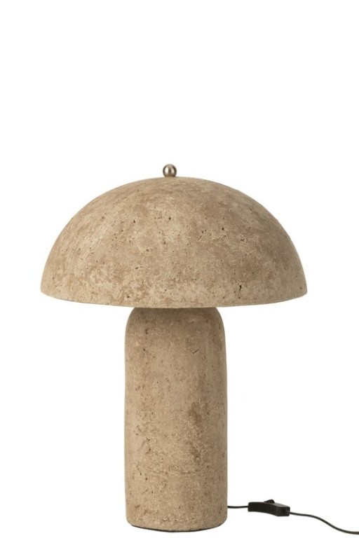 J-Line Table lamp Mushroom Paper Mache Beige