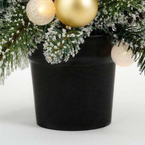 Kaprun Kunstkerstboom in Pot met LED Verlichting en Timerfunctie - H90 x Ø51 cm - Groen, Goud