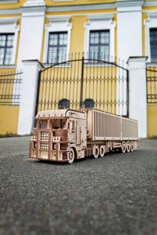 3D Houten Puzzel Container-Semitrailer for Truck “Road King”, Eco Wood Art, 3724, 52,3x10,8x16,9cm