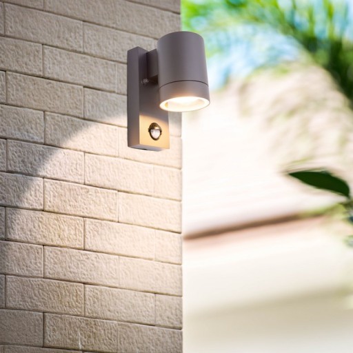 Outside wall lamp "Romb" with motion detector, anthracite -colored aluminum, timer, changeable lamp, 7 x 12.5 x 16.4 cm