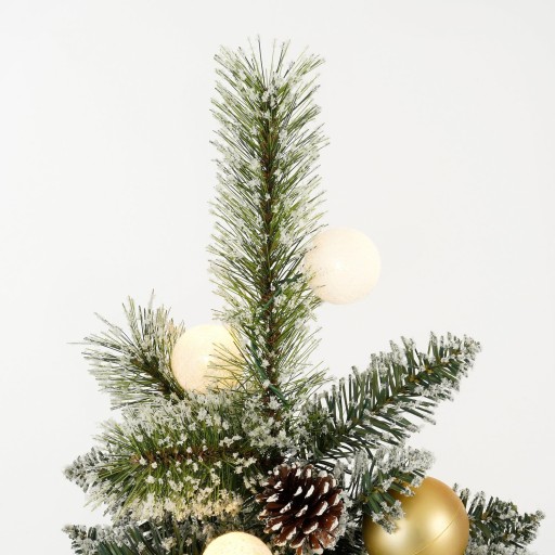 Kaprun Kunstkerstboom in Pot met LED Verlichting en Timerfunctie - H90 x Ø51 cm - Groen, Goud