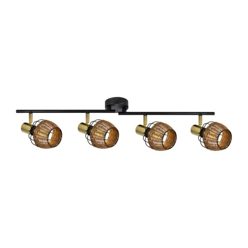4 ceiling lamp "Corbis", metal spot in black, and gold, with E14 socket, for dining room, living room, hallway or office, ceiling lamp inside, 78 cm long