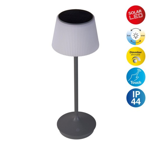 LED Leuchte "EMMI" für Außen und Innen, Tischlampe aus Metall und Kunststoff , mit fest verbauten LEDs, LED Tischlampe für Balkon, Terrasse, Garten, Wohnzimmer, Wintergarten, ca. 38 cm hoch