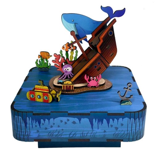 DIY Music Box 3D Wooden Puzzle | Undersea Mystery (TQ055) | 14x14x14.6 cm