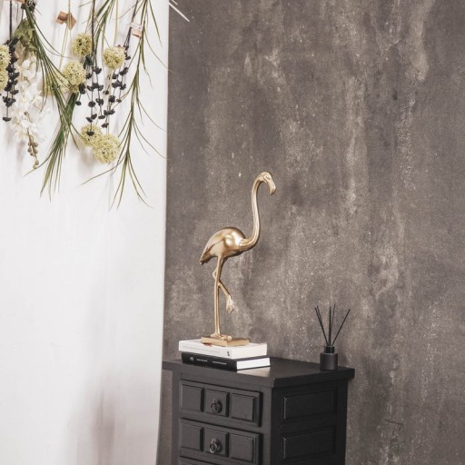 Ornament - Flamingo - Polyresin - Gold - 16,5x10x39cm