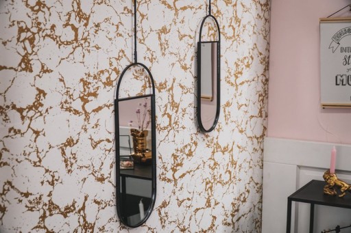 Mirror - Round Wall Mirrors - Metal - Black - 22x60|9x50cm