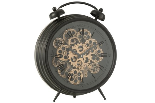 J-Line Alarm clock Roman Numerals clock - metal - black - L - Ø 47 cm