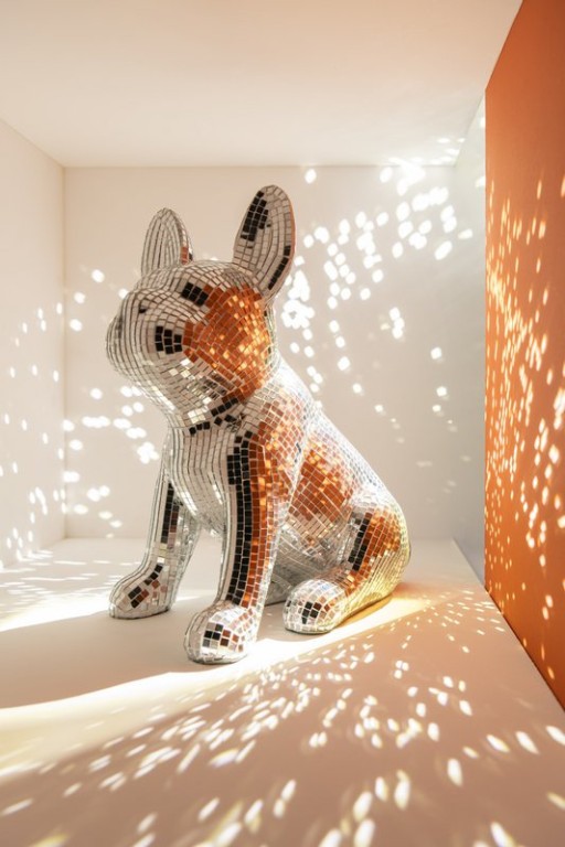 J -Line Decoration Bulldog Mirror - resin - Silver