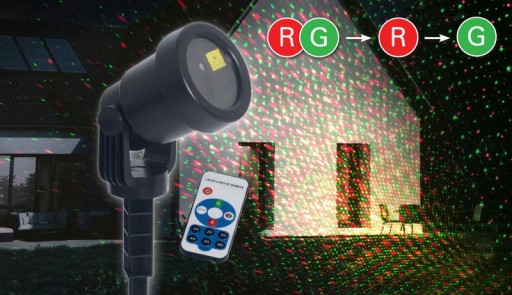 Laser outside spy with projector, skewer made of plastic, colorful, with integrated LED, spotlight for outside